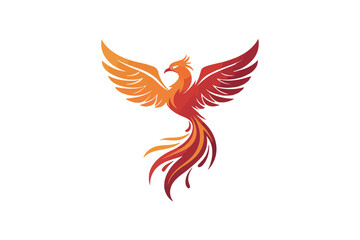 Fototapeta premium Simple Gradient Fire Phoenix Bird logo Vector On White Background.02