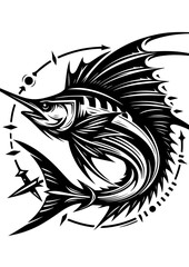 A marlin swimming in the ocean, a symbol of sport fishing