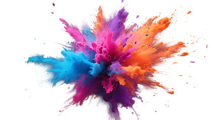 Burst of Color: A vibrant and dynamic explosion of colorful powder particles, captured in high definition, creating a mesmerizing display of hues and textures. 