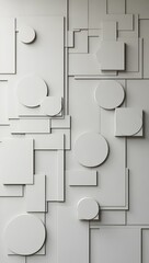 A clean white geometric art piece, radiating stillness and balance to bring deep mental relaxation