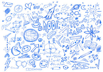 Set doodle school symbols, hand draw icons © dule964