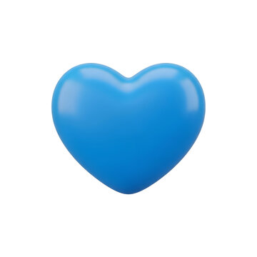 3D style icon transparant background, of a solid blue heart shape.