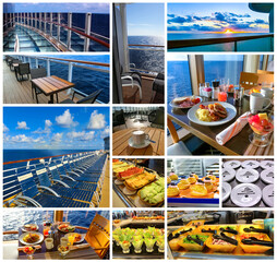 Collage about abstract cruise ship