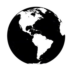 Black and White Globe Illustration: A Simple Depiction of Planet Earth