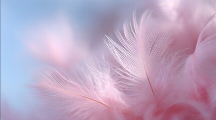 Close-up of soft pink feathers with delicate details and pastel blurred background