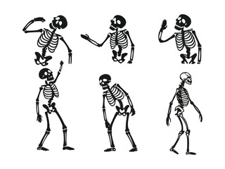 Skeleton Alchemist Brewing Potion Pose Icon Set