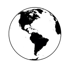A Simple Black and White Illustration of Planet Earth Showing the Americas