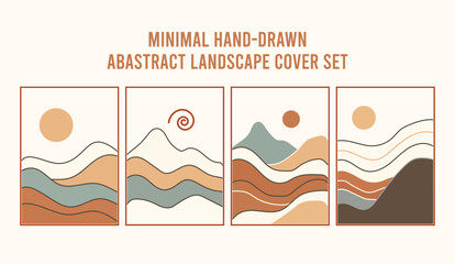 Minimal Hand-Drawn Abstract Landscape Cover Set