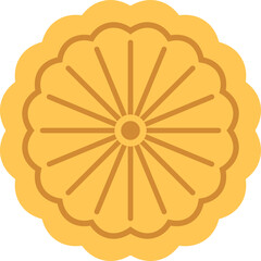 Chinese Style Mid-Autumn Festival Mooncake flat vector Illustration. 
Simple asian mooncake icon isolated.
Illustration of a Traditional Mooncake Dessert.
Decorative Mooncake with Flower Design.