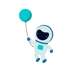 Fototapeta premium Adorable space astronaut with balloon in hand Line Art Vector illustration