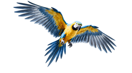 Majestic Blue-and-Gold Macaw in Flight A Stunning Avian Masterpiece of Nature's Art