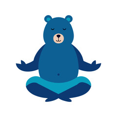 Fototapeta premium Relaxing bear in meditation yoga theme Line Art Vector illustration