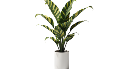 Striking Calathea Orbifolia Houseplant Vibrant Green and Yellow Foliage in a Sleek White Pot, Perfect for Modern Home Decor