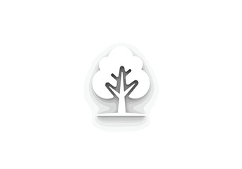 Stylized Paper Cutout Tree Icon.