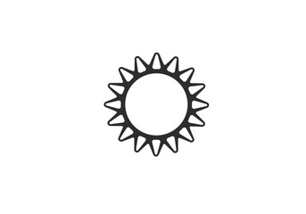 Simple Black Outline Sun Icon with Spiky Rays.