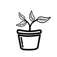 Pot plant outline icon with linear style . Plant in pot simple line vector icon for mobile concept and web design. Single potter plan.