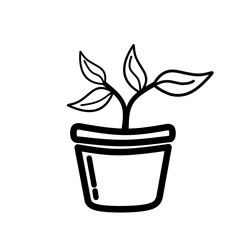 Pot plant outline icon with linear style . Plant in pot simple line vector icon for mobile concept and web design. Single potter plan.