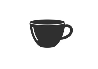 Simple Black Coffee Cup Icon with Handle.