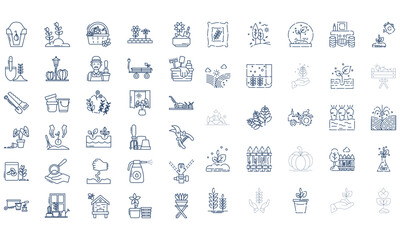Gardening store categories linear icons set. Pesticides for protecting plants from insects.Isolated vector outline illustrations.