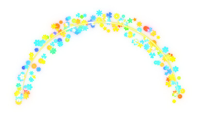 Colorful, glittering flowers curve. 3d rendering.