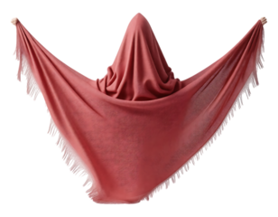 Person Covered in Coral Fabric, Arms Extended, Transparent Background