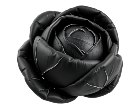 Black Rose Realistic 3D Render of a Faux Leather Bloom