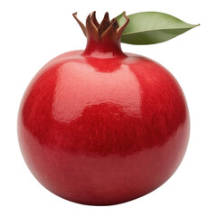 Vibrant Red Pomegranate with Green Leaf