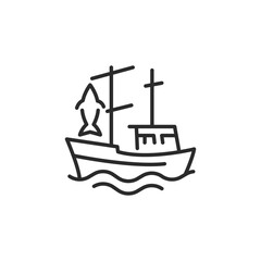 Fishing boat icon. Simple fishing boat icon for social media app and web design. Vector illustration