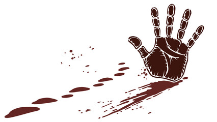 Bloody handprint vector graphic design for crime scene investigation and forensic analysis illustration