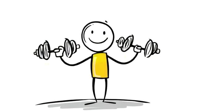 Cartoon Character Dumbbell Arm Curl Workout
