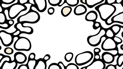 Abstract black and white pattern with swirling lines and organic shapes creating a fluid design