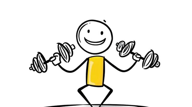 Cartoon Animation Dumbbell Shoulder Elevation