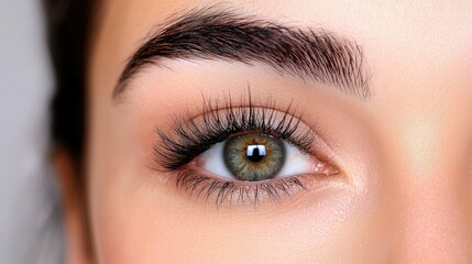 Obraz premium Close-up view of a woman's eye with elegant makeup.
