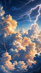A breathtaking cloud formation with lightning