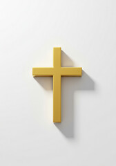 Obraz premium golden cross casting shadow in soft light for blogs, websites, religious designs, stationery, spiritual themes, greeting cards, and faith-based educational materials with white background 