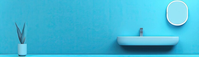 Contemporary bathroom interior design with light blue walls