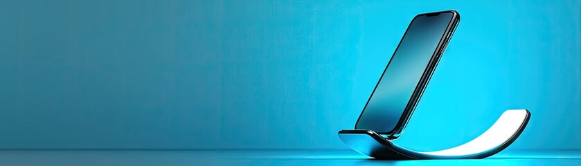 Modern cell phone stand against a vibrant backdrop.