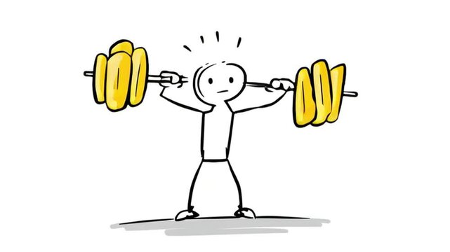 Cartoon Stick Figure Powerful Overhead Lift