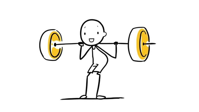 Cartoon Character Performing Barbell Front Squat