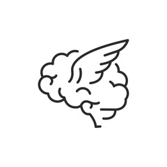 Winged Brain Icon. Simple winged brain icon for social media app and web design. Vector illustration