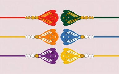 Set of colorful and vibrant rakhi on abstract background, graphic design illustration wallpaper, Indian festival celebration template 