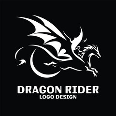 Obraz premium Dragon Rider Vector Logo Design