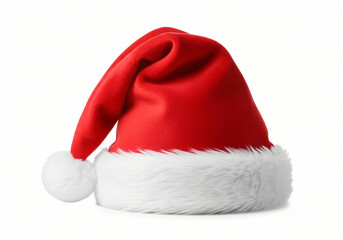Red Santa Claus Christmas hat isolated cutout on white background
