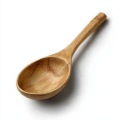 Natural wooden spoon with a smooth finish isolated on a white background isolated on white background