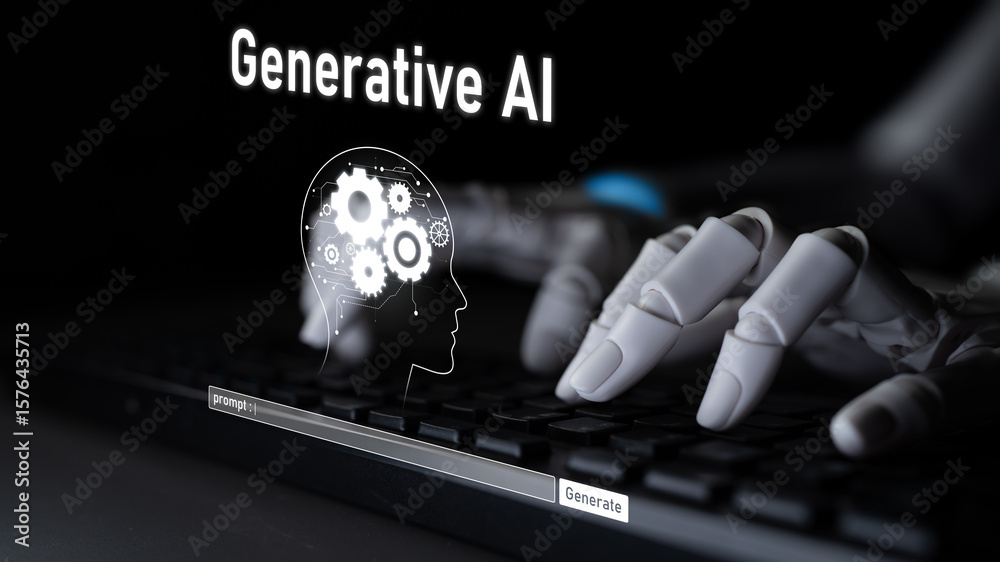 Poster ai assistant brain processor with llm technology, big data, machine learning, generative ai for busi