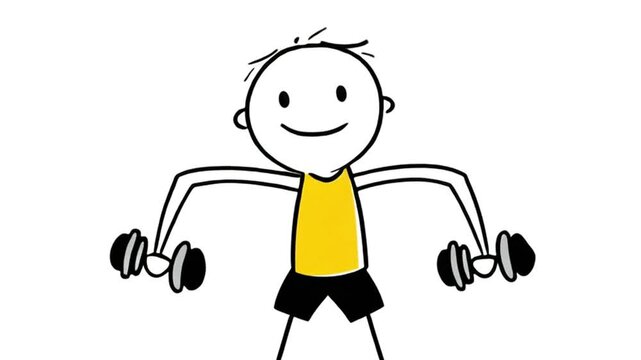 Animated Stick Figure Dumbbell Press Sequence