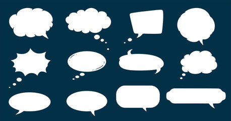 Speech bubbles collection, blank text boxes, conversation, chats