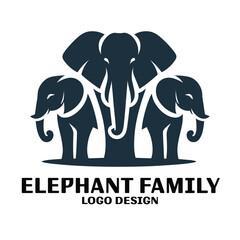 Elephant Family Vector Logo Design