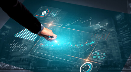 Data analytics dashboard with charts, indicators, and performance metrics, reveals trends, data...