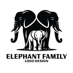 Elephant Family Vector Logo Design 